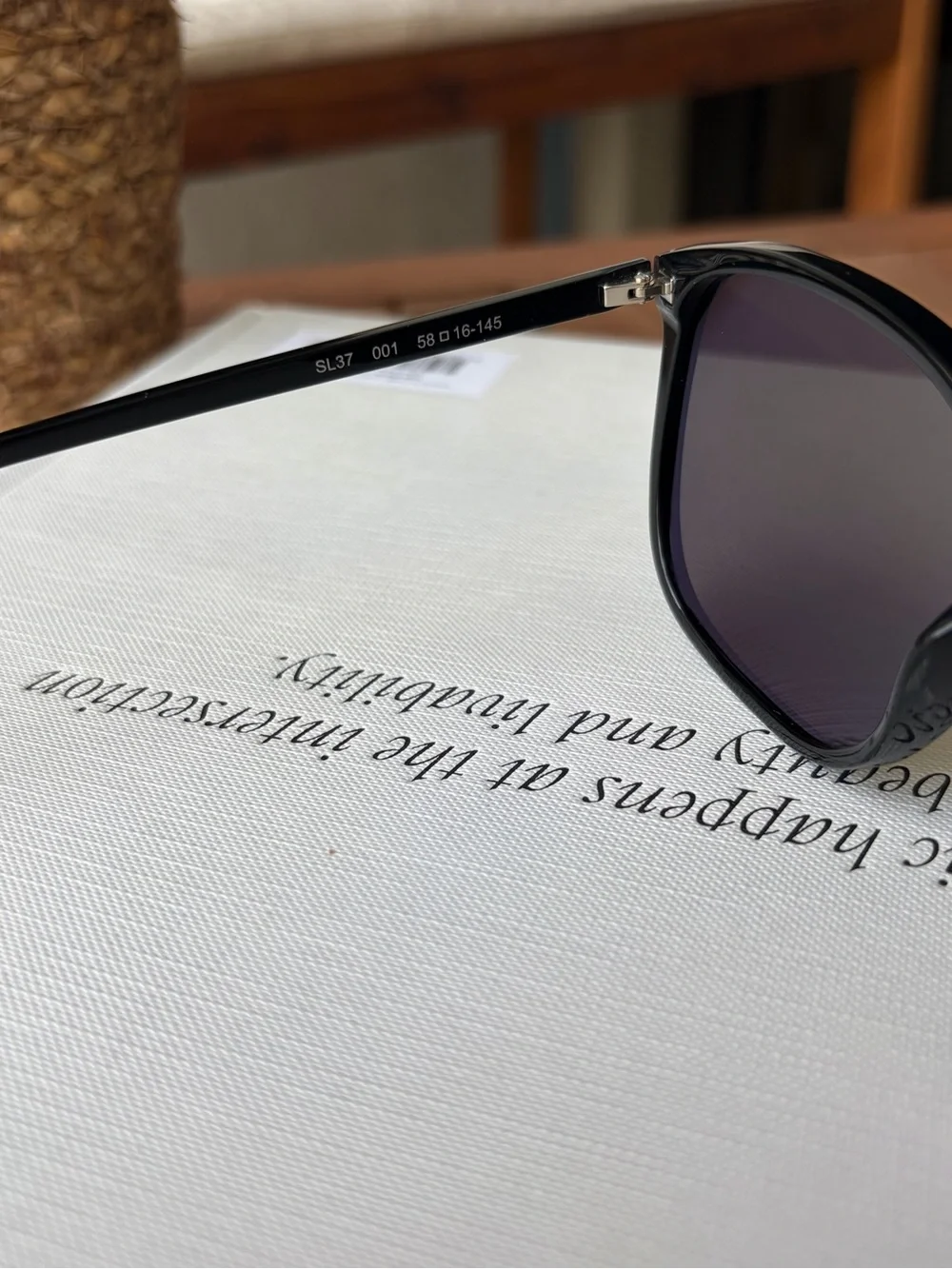Saint Laurent SL37 001 Black Oversized Square Sunglasses 58mm
